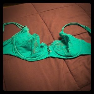 Emerald green girly lacy bra